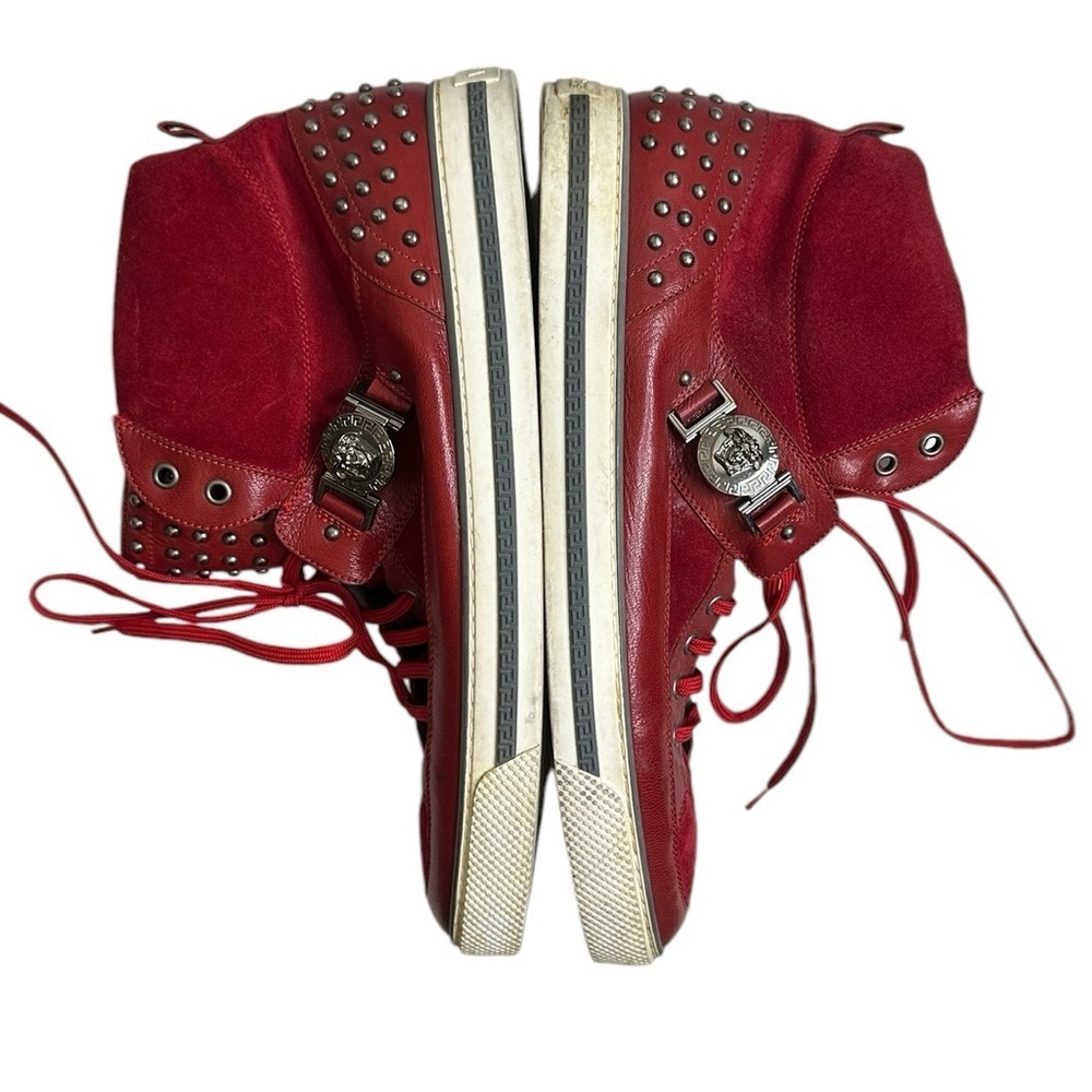 Versace Men's Sneaker Medusa red Gold Studded Suede & Leather High Size US14
